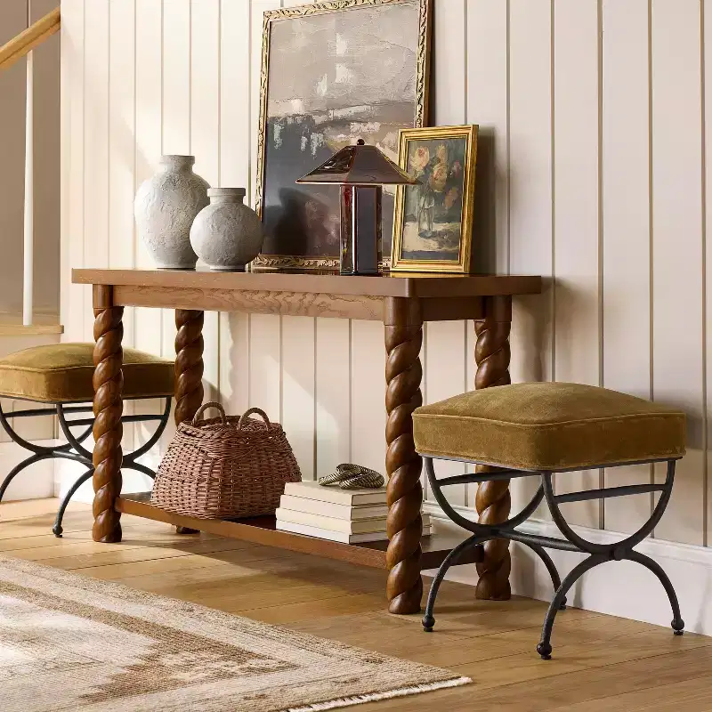 Upholstered Square Ottoman with Metal Legs, Padded Seat, Living Room Footrest