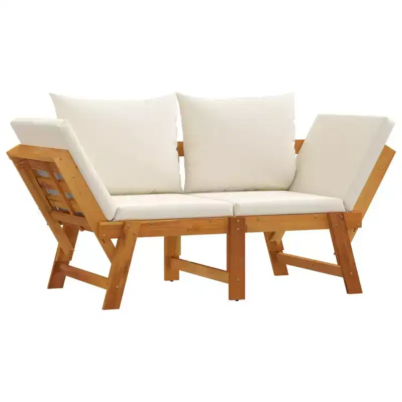 vidaXL Garden Bench Cream white Solid Acacia wood 2-in-1 adjustable