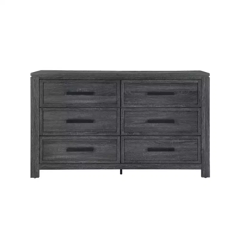 4-Drawer Horizontal Wood Dresser - Gray Finish