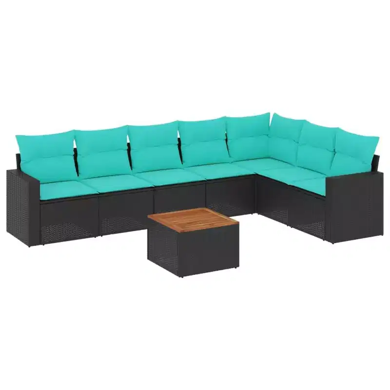 vidaXL 8 Piece Patio Sofa Set with Cushions Poly Rattan