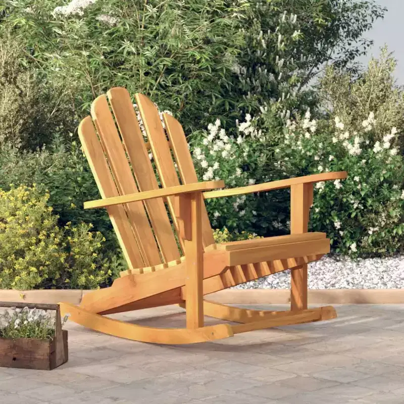 vidaXL Garden Adirondack Rocking Chairs 2 pcs Solid Teak Outdoor Furniture
