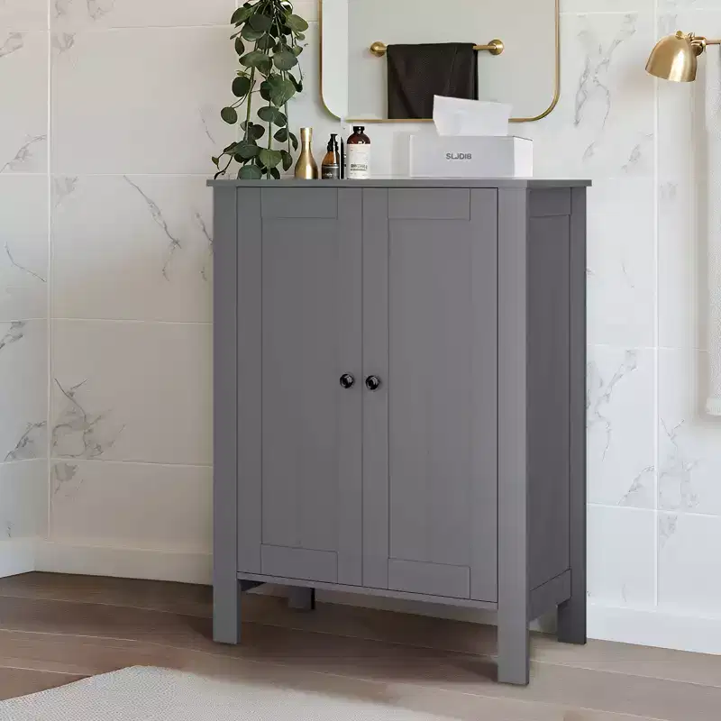 Hyleory Bathroom Floor Storage Cabinet, Freestanding Bathroom Storage Unit with 2 Adjustable Shelves, 11.8 x 23.6 x 31.5 Inches