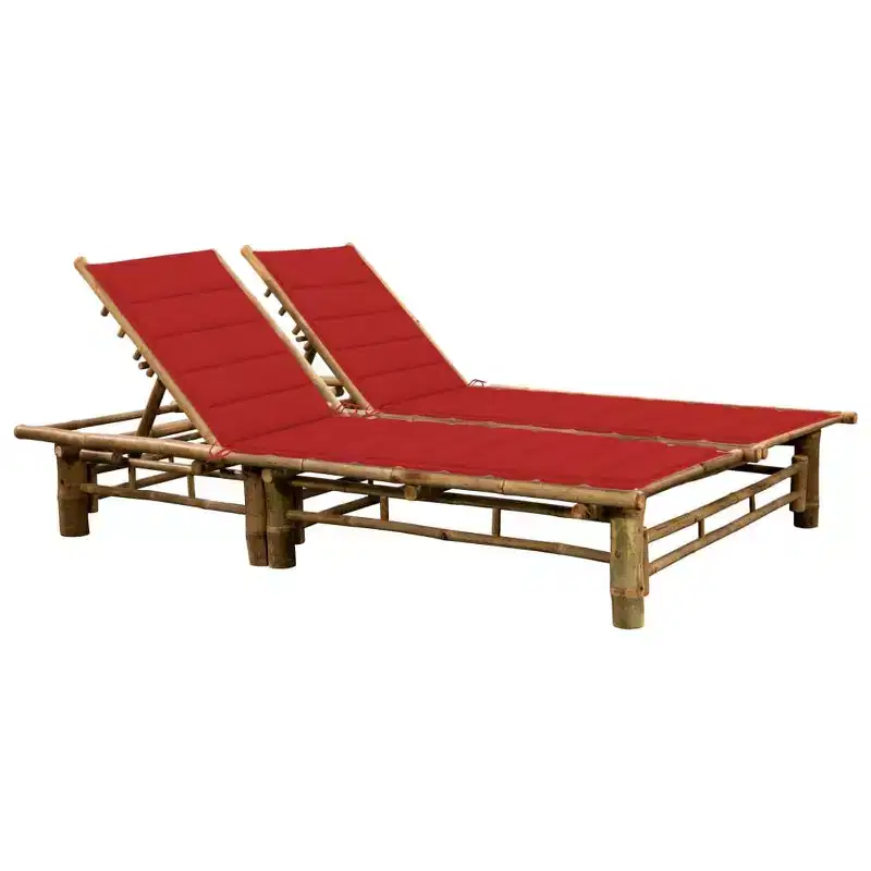 vidaXL Sun Lounger Natural bamboo, (cushions)