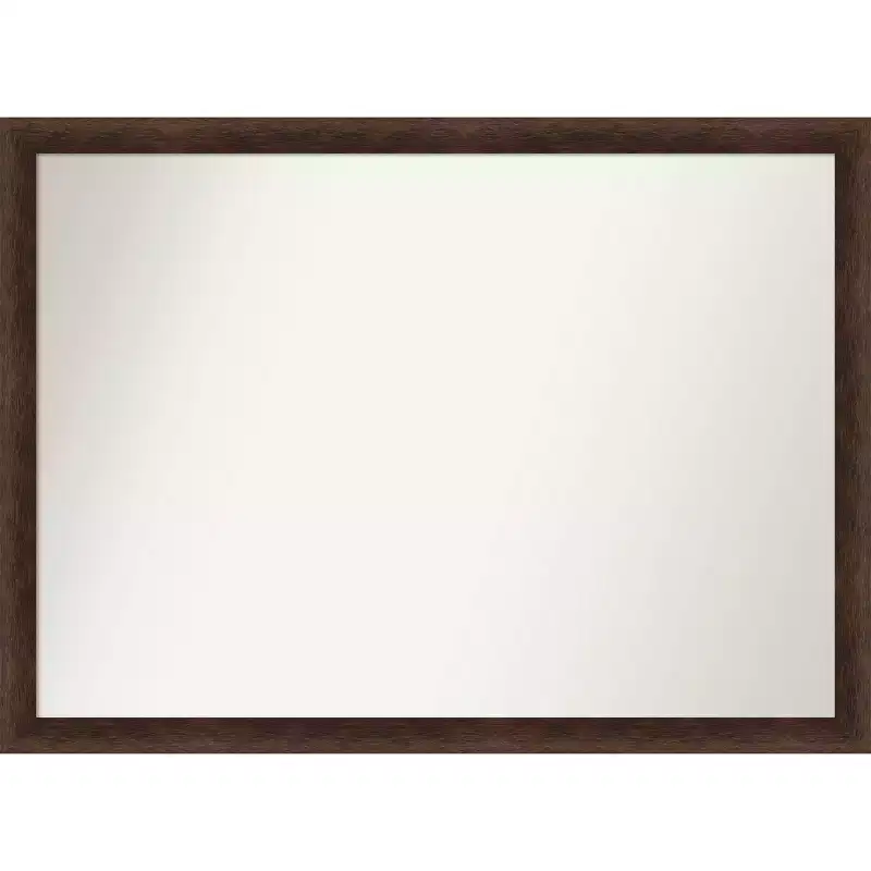 41"x30" Non-Beveled Narrow Wood Bathroom Wall Mirror Warm Walnut - Amanti Art: Modern Rectangular Vanity, Wall Mounted