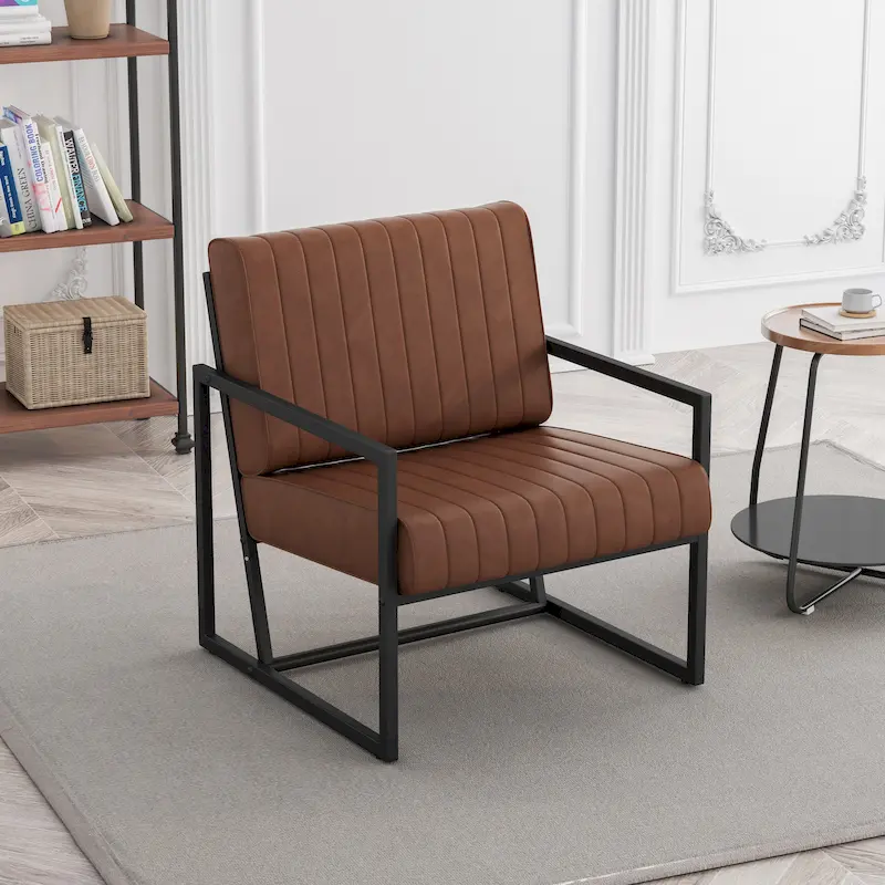 PU Leather Accent Chair with Padded Backrest