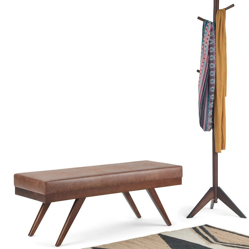 WYNDENHALL Nadine 48 inch Wide Mid Century Modern Rectangle Ottoman Bench