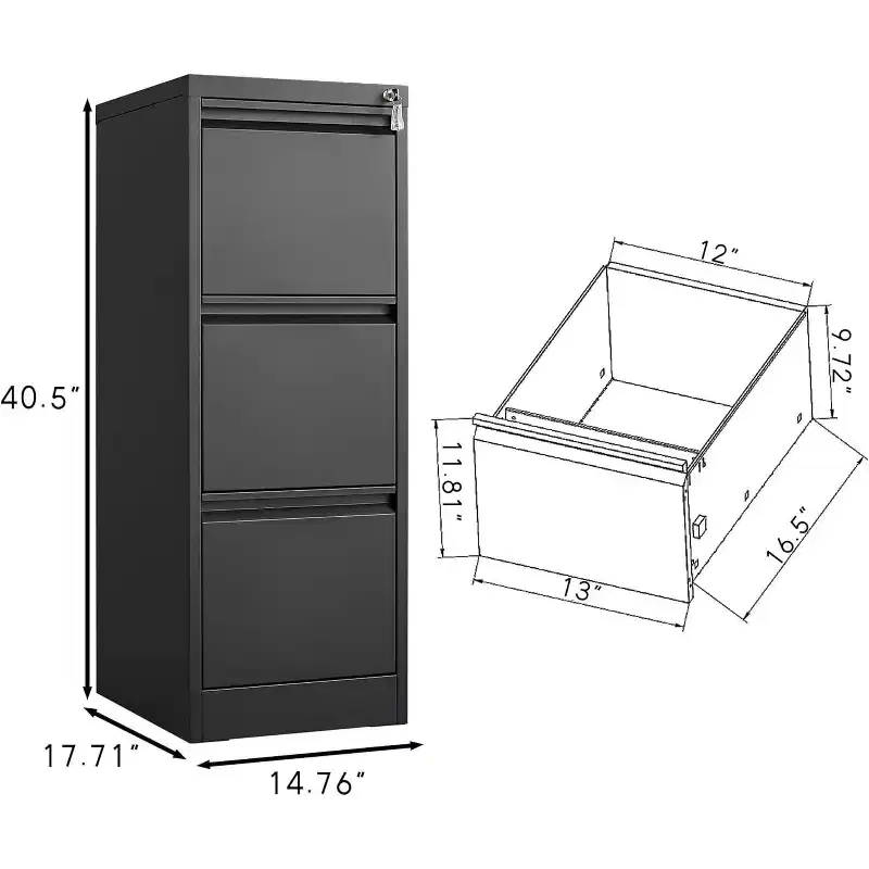3/ 4 Drawer File Cabinet, Heavy Duty Vertical Filing Cabinets with Lock, Metal Steel Storage Cabinet for Office and Home, Assembly Required