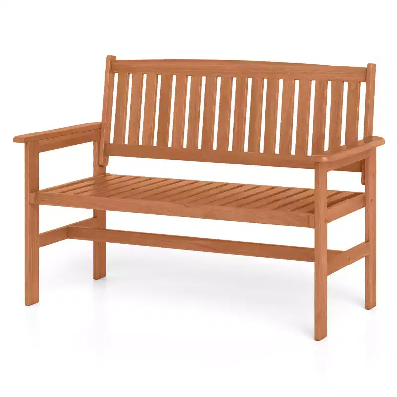 Costway 2-Person Patio Loveseat Garden Bench w/Slatted Backrest & Comfortable Armrests