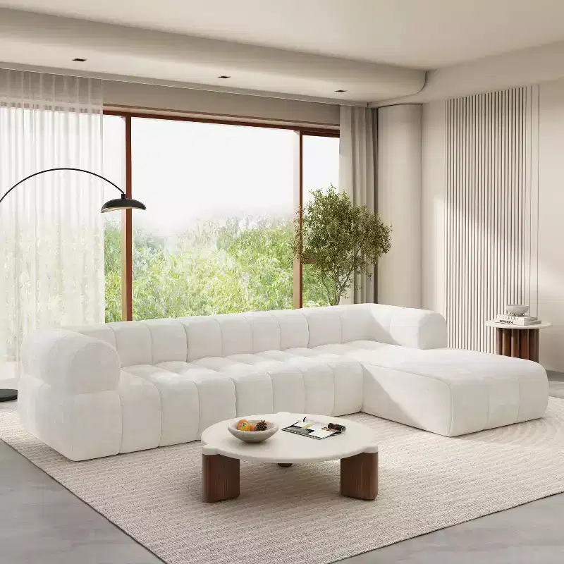Christopher Knight Home Keri 122 Modern L-Shaped High-Density Foam Sectional Sofa with Low Backrest