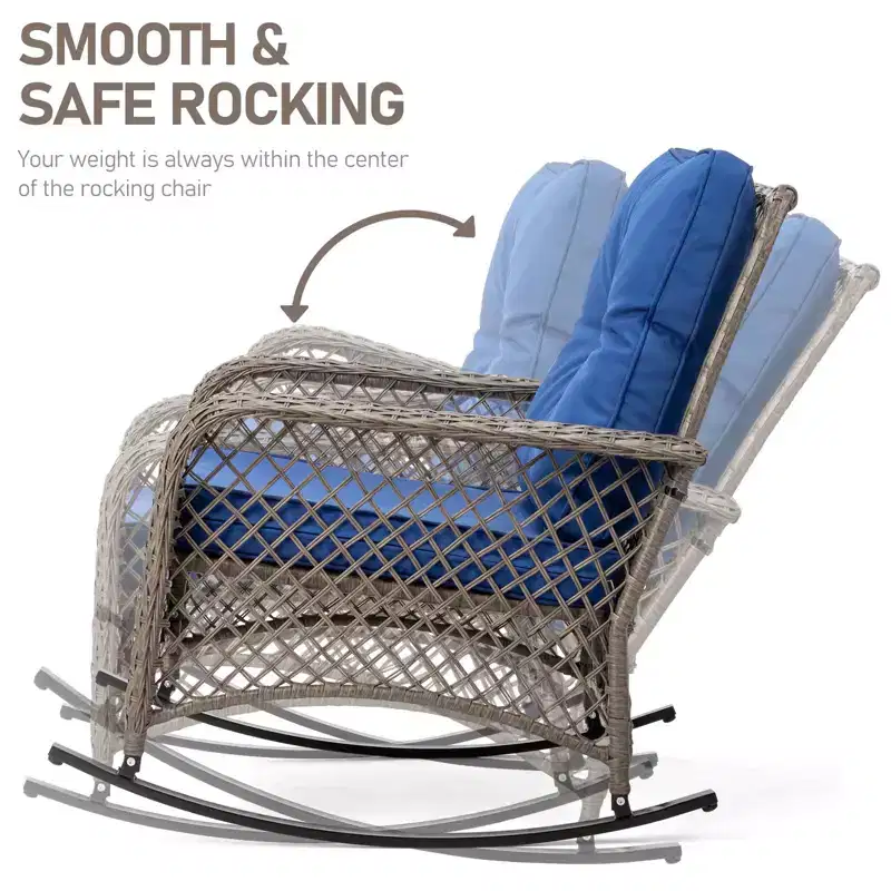 Karl Home | Outdoor Rattan Rocking Chair with Cushion