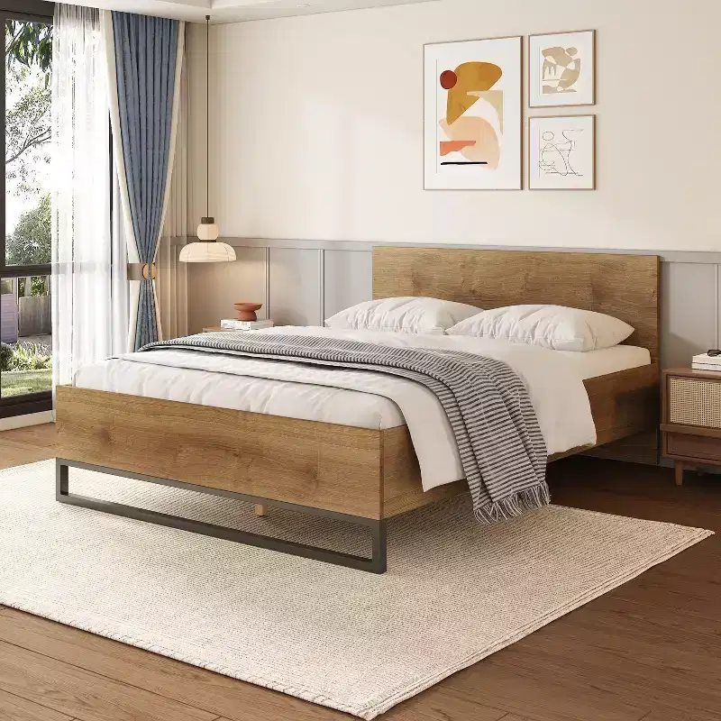 82.2 X 62.2 Queen Size Pine Wood Bed Frame For Bedroom