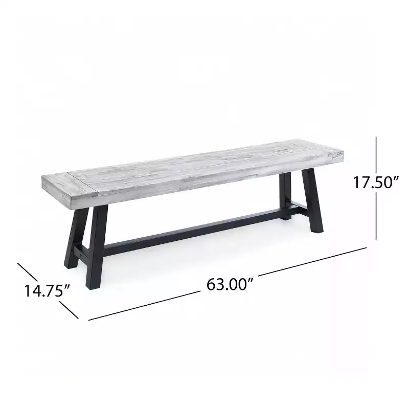 Carlisle Acacia Wood Dining Bench Light Gray - Christopher Knight Home