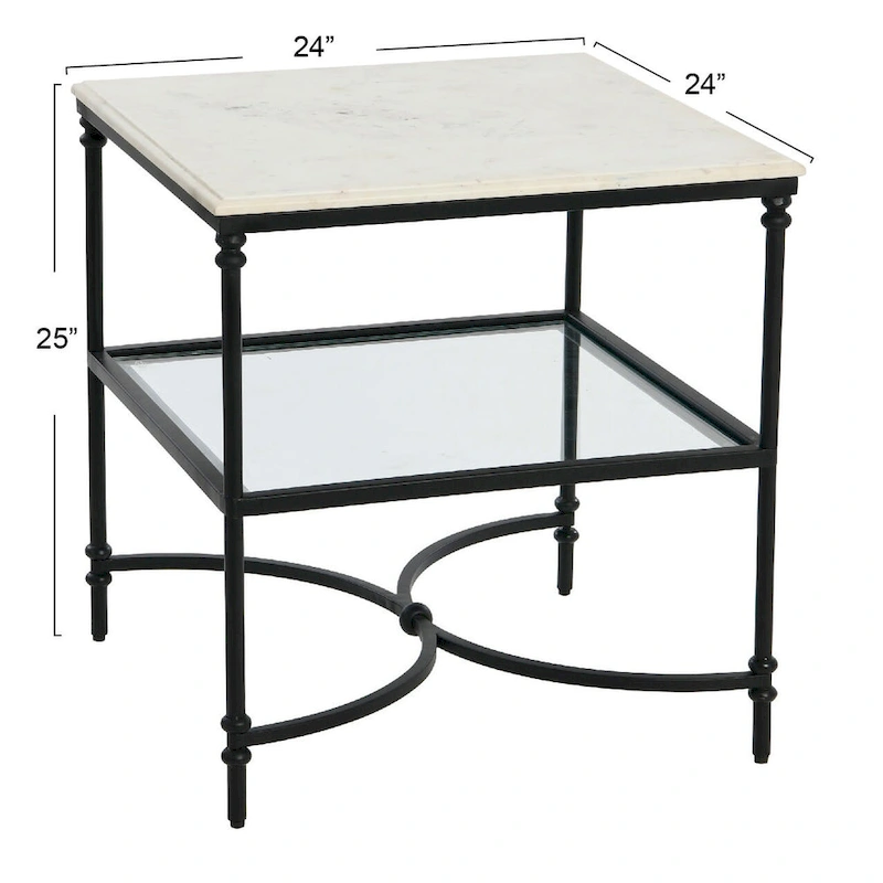 Marble and Metal End Table