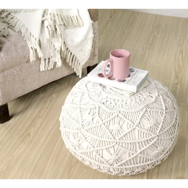 Natural Woven Pouf Footstool