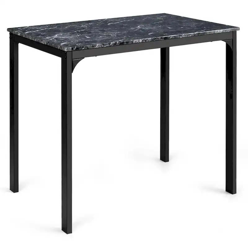 Costway 3 Piece Counter Height Dining Set Faux Marble Table 2 Chairs