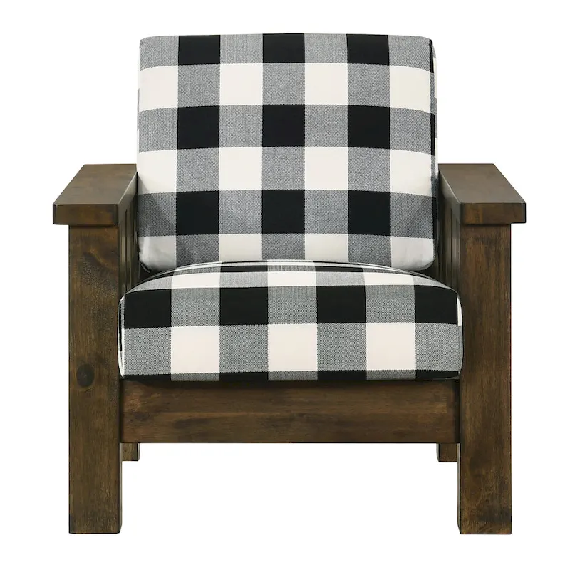 Jimo Rustic Oak Linen Fabric Padded Accent Chair by Furniture of America