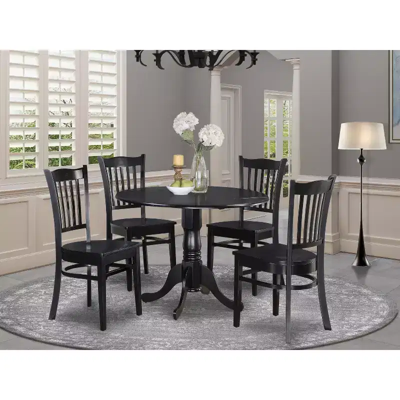 HomeStock Dropleaf Kitchen Table Set Round Dining Table With 4 Chairs