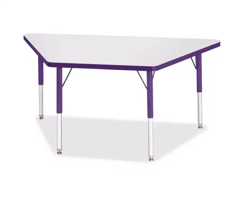 Elementary Height Prism Edge Trapezoid Table (24 x 48) in Purple