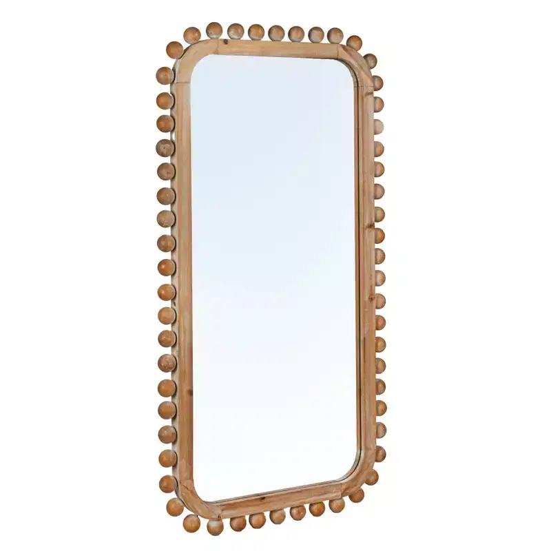 Firwood Boho-Southwestern Rectangular Wall Mirror, Natural