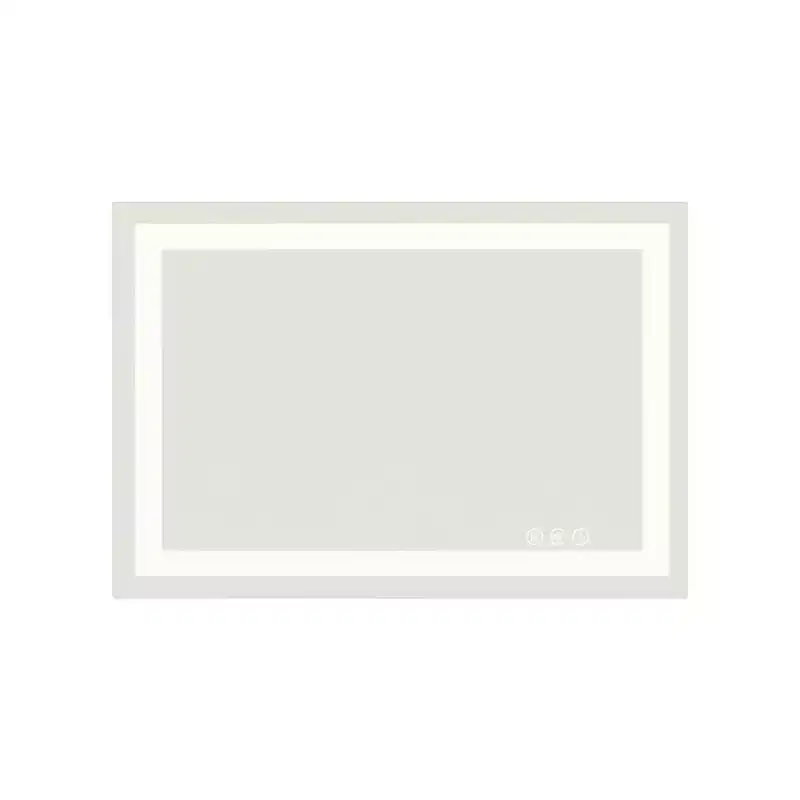 HomeRoots 24 Clear Lighted Frameless Bathroom Vanity Mirror