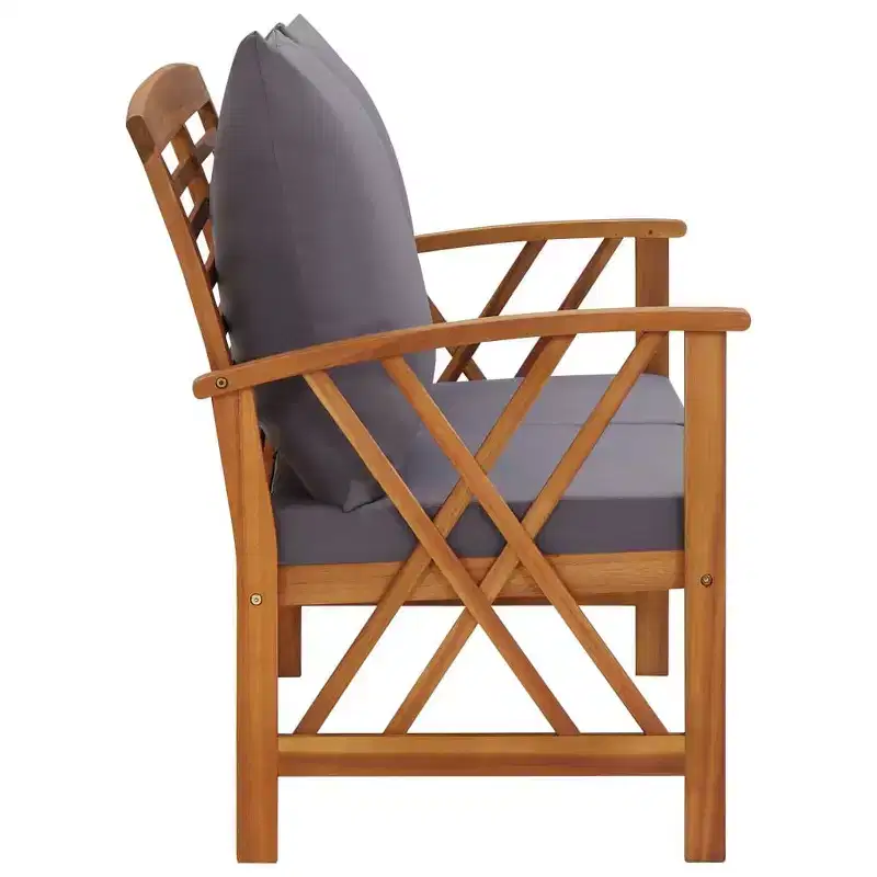 vidaXL Garden Bench Acacia wood finish and dark grey cushions
