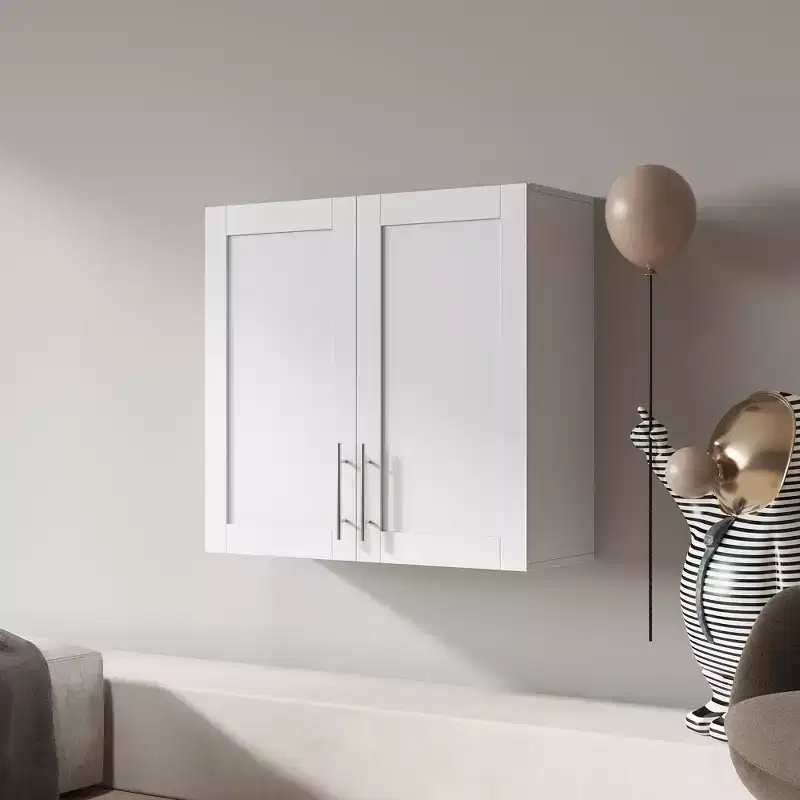 GDFStudio Silvain Modern 31.5'' Stackable Wall Mounted Storage Cabinet with 2 Doors and 1 Adjustable Shelf