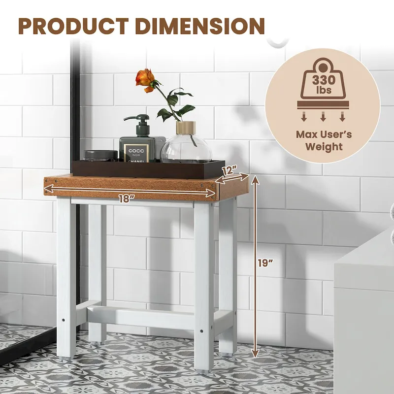 Costway 18 x 12 Heavy Duty HDPE Waterproof Shower Bench Spa Bath - See Details