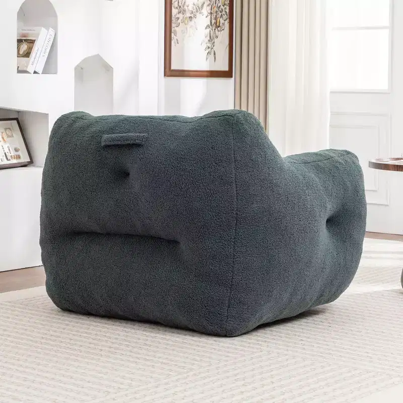 Bean Bag Chair with Arms, Teddy Giant Bean Bag Sofa with High-Density Foam, Floor Chairs for Adults, Bean Bag Couch for Living Room