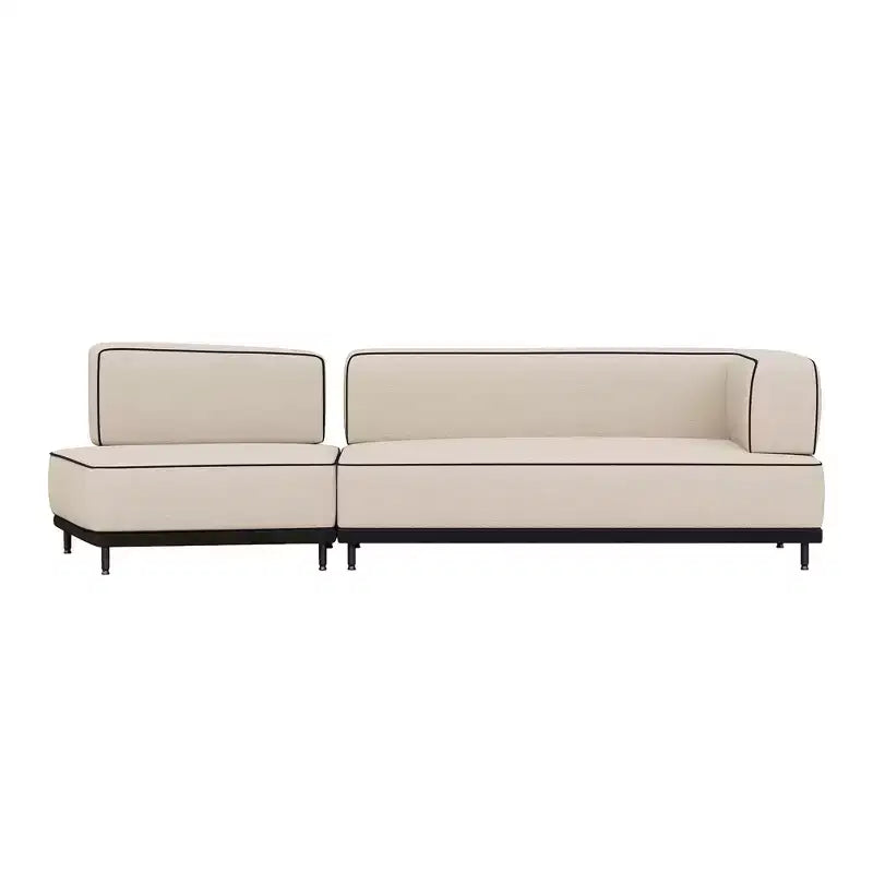 Luck Live 95.27 Modern Fabric Sectional Sofa, High-Density Foam Cushions, Solid Wood & Plywood Frame, Metal Legs