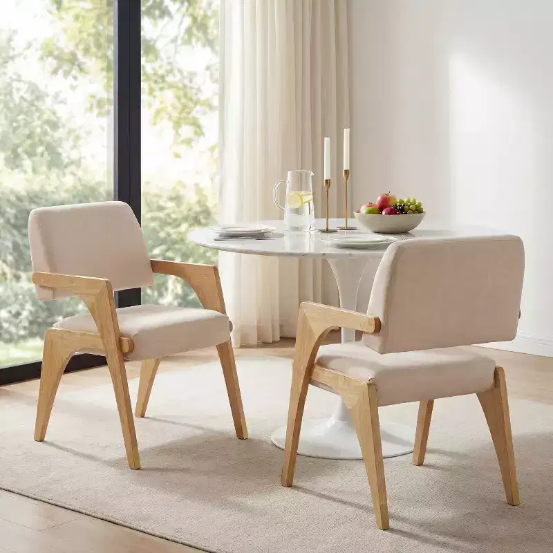 Christopher Knight Home Mid-Century Modern Rubber Wood Upholstered Dining Chair with Backrest