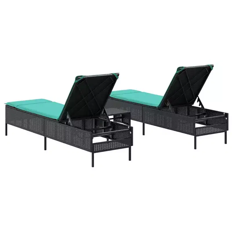 vidaXL Patio Sun Lounger Set PE rattan Extra Long Removable Covers