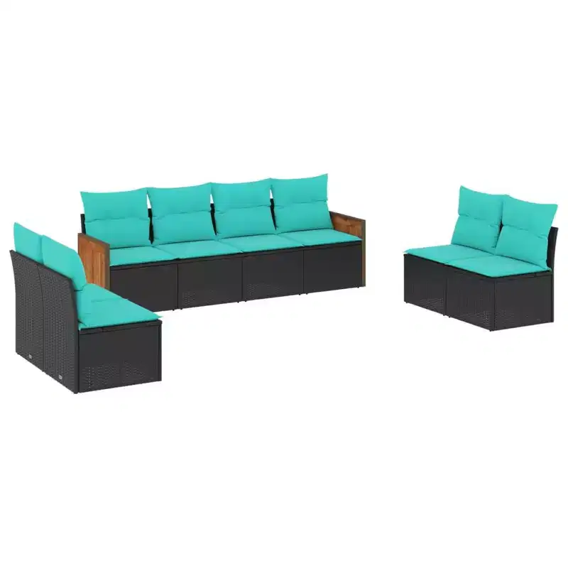 vidaXL Patio Sofa Set Black and Blue