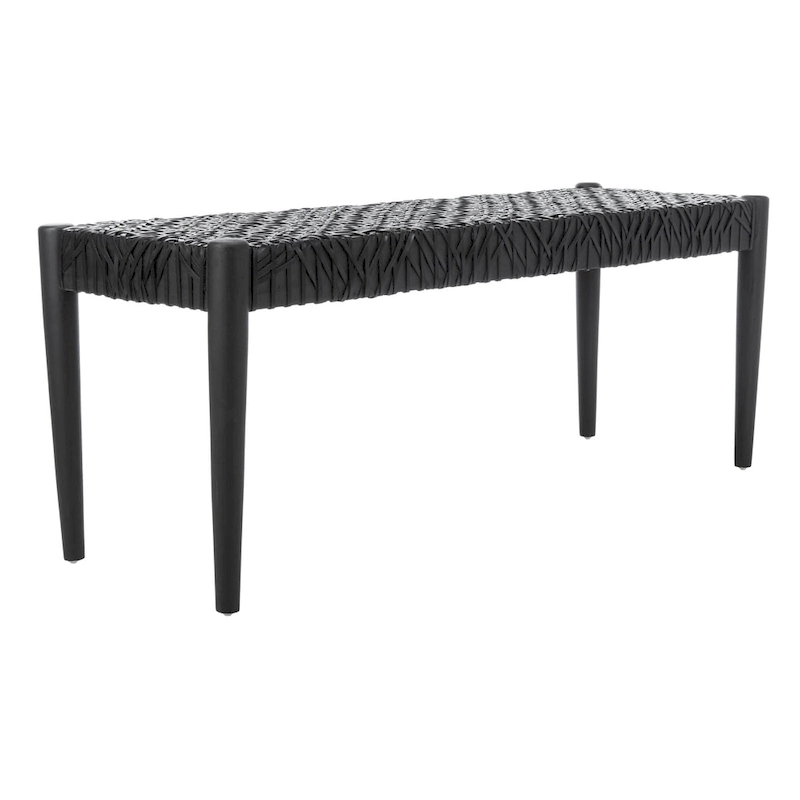 SAFAVIEH Mahalia Bandelier Wood & Leather Bench - 47 W x 16 D x 19 H - 47Wx16Dx19H