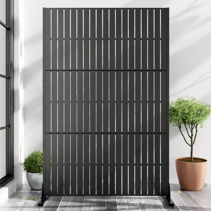 72 inch Room Divider Rectangle Privacy Screen with Galvanized Frame Garden Fence Patio Black