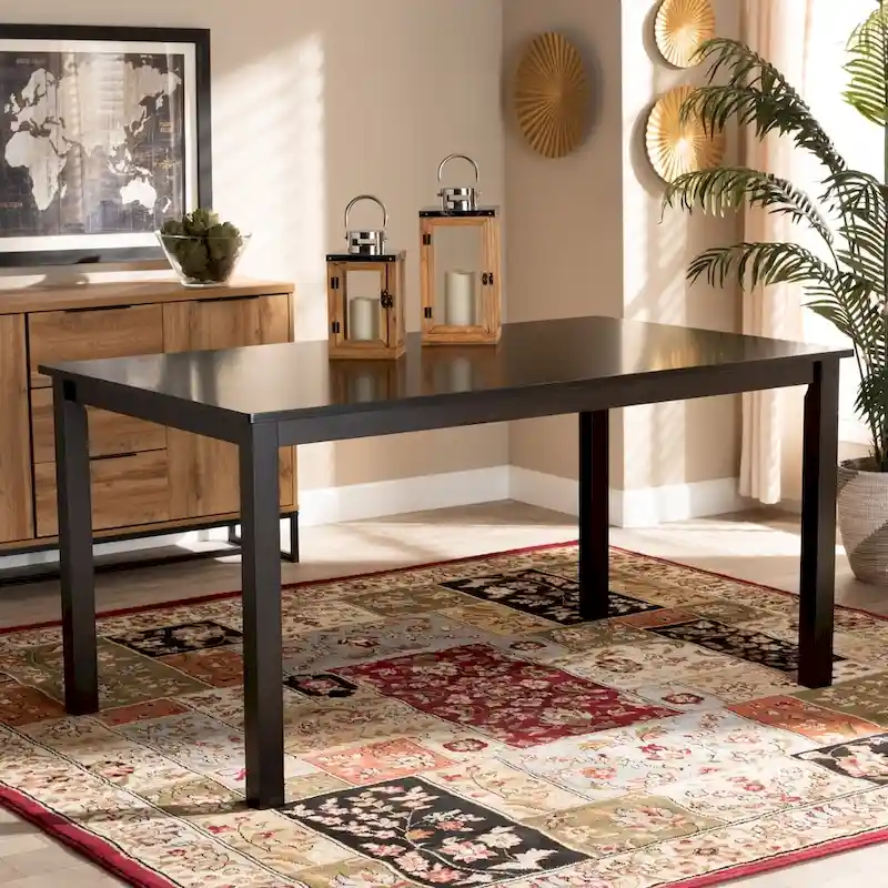 Espresso Brown Rectangle Dining Table in Contemporary Style for 6 Person