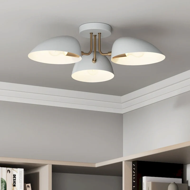 Argo Semi Flush Ceiling Mount 3-Light Fixture with Retro Rounded Shade
