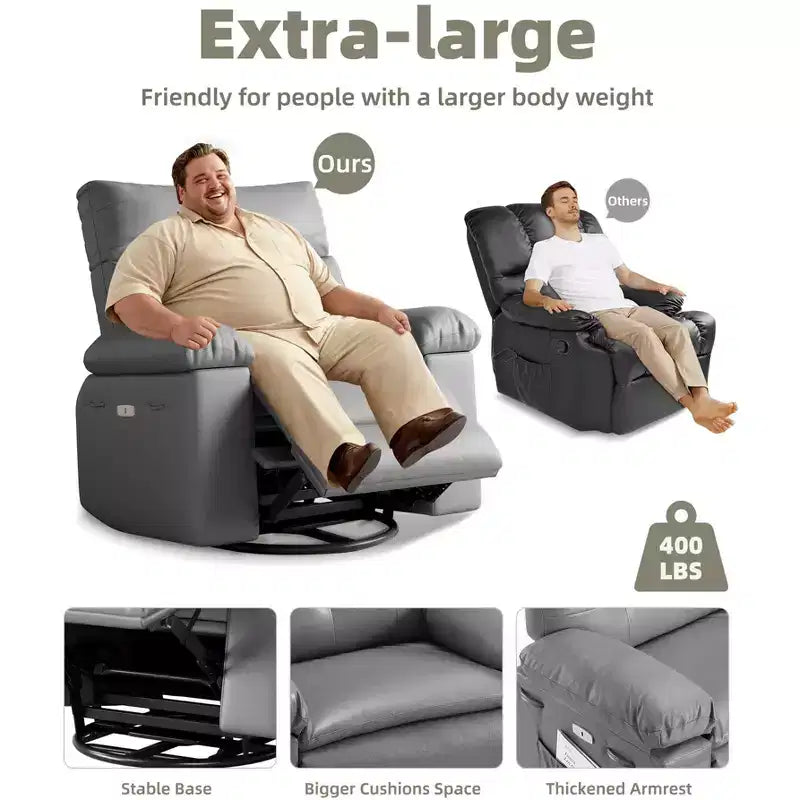 Living Room Manual Massage Chair, 360-Degree Rotating Massage Chair with Remote Control, PU Leather Leisure Chair with Side Pockets