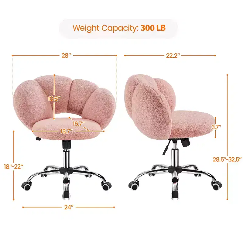 Yaheetech Boucle Upholstered Rolling Makeup Vanity Chair