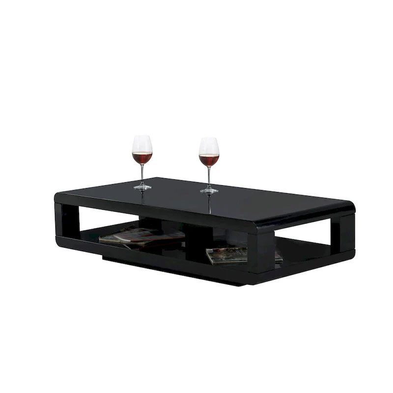 Modern Lacquer Coffee Table, Glossy Black 48X24X12H