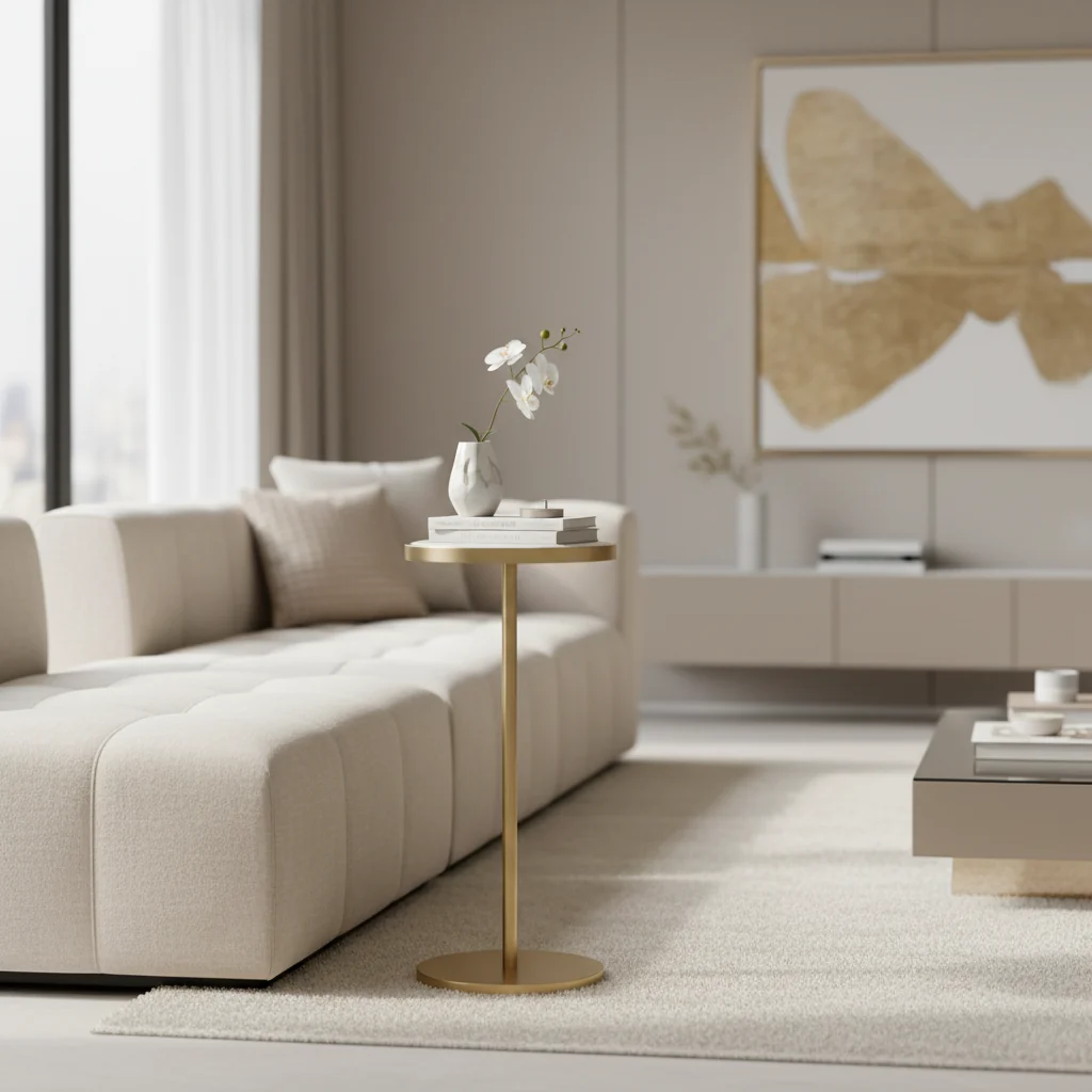 Round Side Table - Gold/Mirror