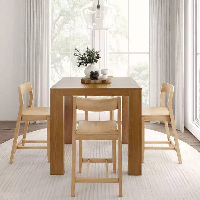 Plank and Beam Modern Counter High Table + 2 (2 pack) Modern Counter Chairs