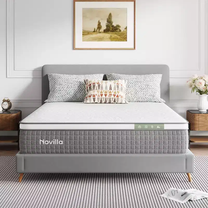 Novilla 10/12/14 inch Cooling Gel Memory Foam Hybrid Mattress, In a Box Medium Firm for Pressure Relief