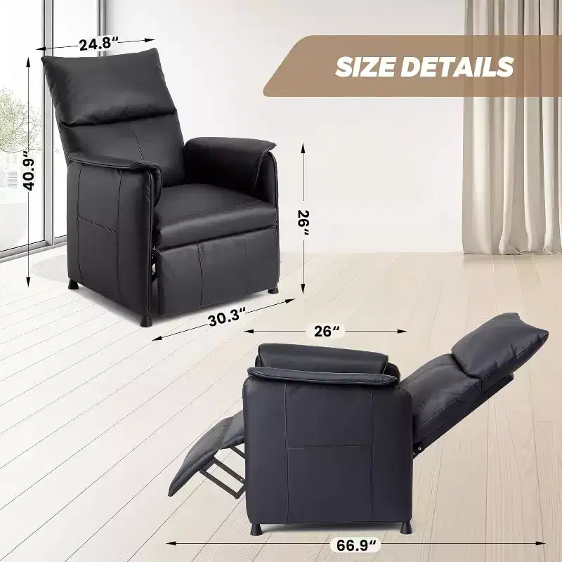Electric Recliner Chair with Massage & Heat – PU Leather Sofa with Remote for Living Room
