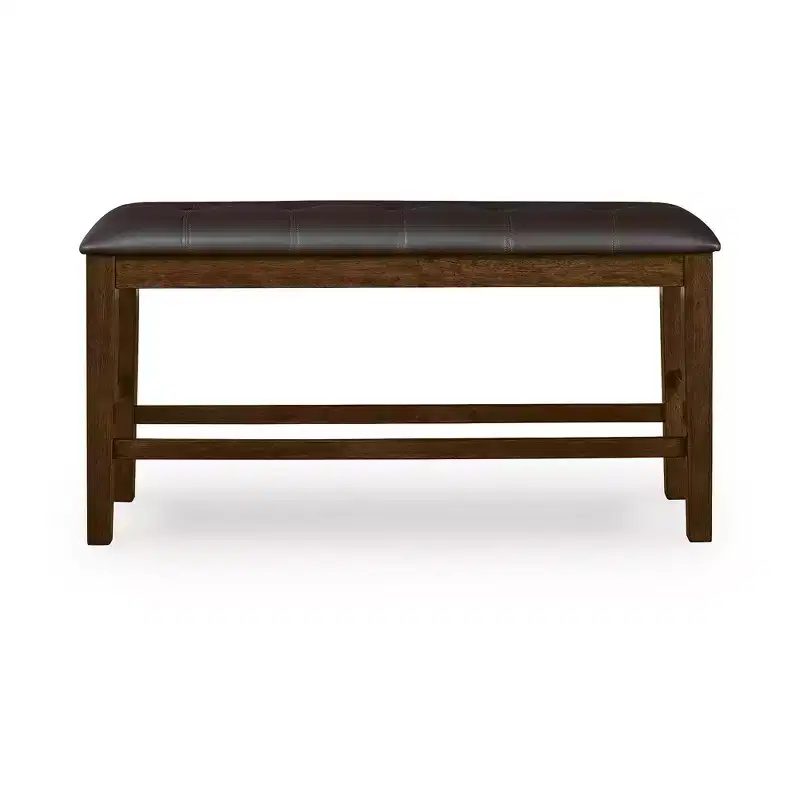 Signature Design by Ashley Ralene Counter Height Upholstered Dining Bench, Faux Leather Seat, Medium Brown Finish