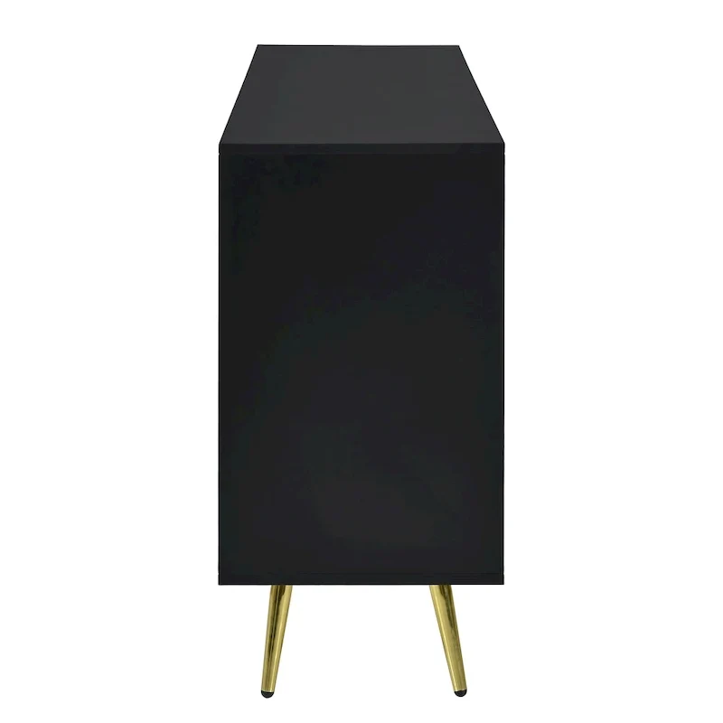 Living Room Four Door Sideboard with Striped Doors and Metal Legs