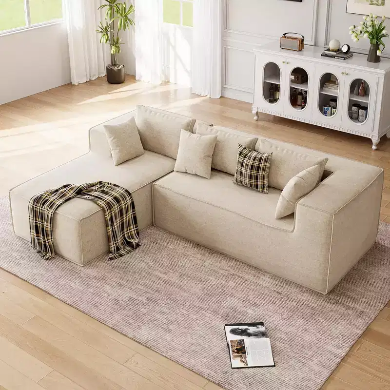 106 Modern Sofa Couch, 3 Seater Upholstered L Shaped Sofa with Deep Seat, Modular Sectional Couches for Living Room, No Assembly Required