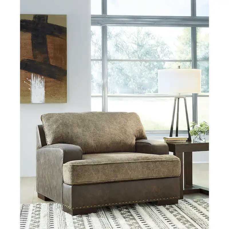 Signature Design by Ashley Alesbury Chocolate Chair and a Half - 49W x 44D x 40H