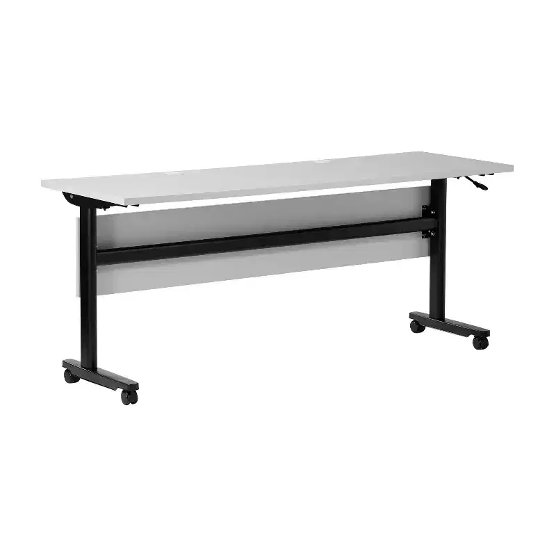 Emma and Oliver Heavy-Duty Flip Top Training Table with Nesting Design, Privacy Panel, T-Legs, Tabletop, Metal Frame