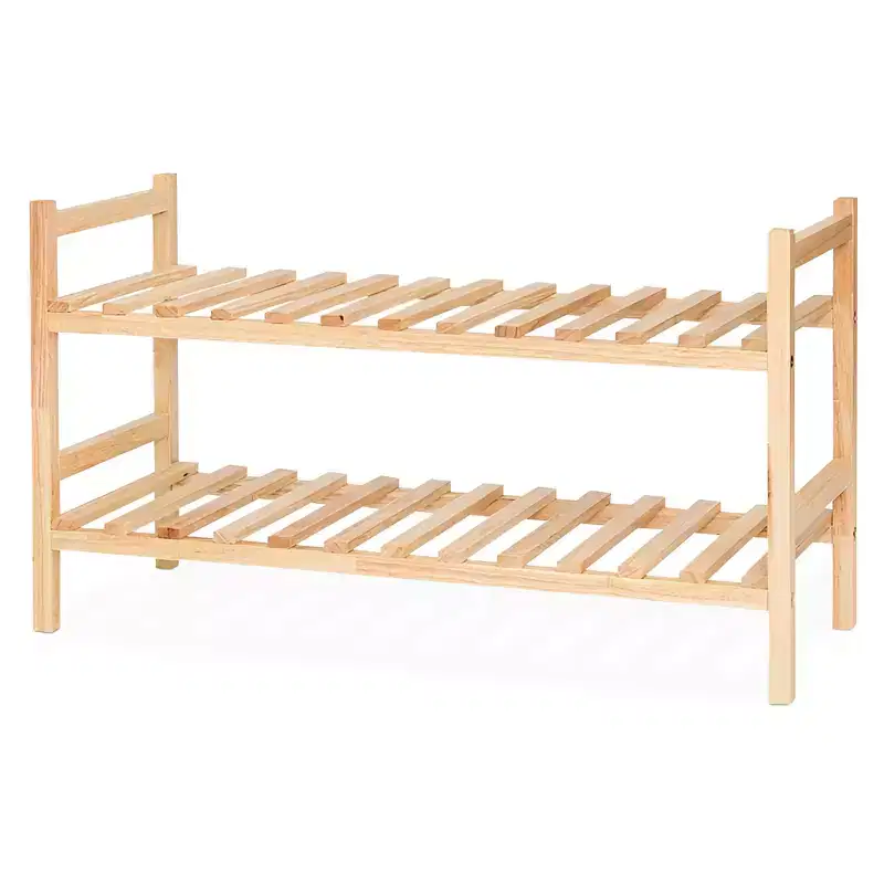 Stackable Wooden Shoe Rack Organizer for Closet & Entryway, 6 Pair Capacity, Natural
