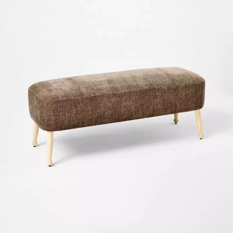 Upholstered Wooden Bench Natural Wood/Dark Brown™ designed with